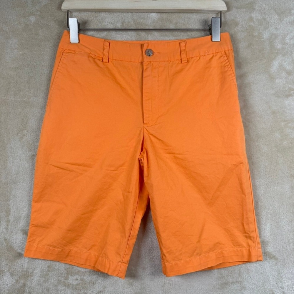 Polo Ralph Lauren Boys Orange Cotton Chino Shorts Size 16 Navy Pony Logo Preppy